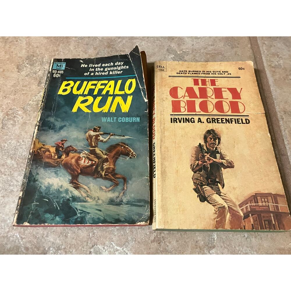 Buffalo Run CAREY BLOOD Western Lot of‎ (2) COBURN Greenfield Vintage Paperback